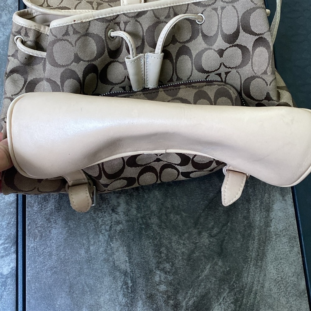 Coach Vintage Khaki Monogram Logo And Leather Backpack - Picture 8 of 8